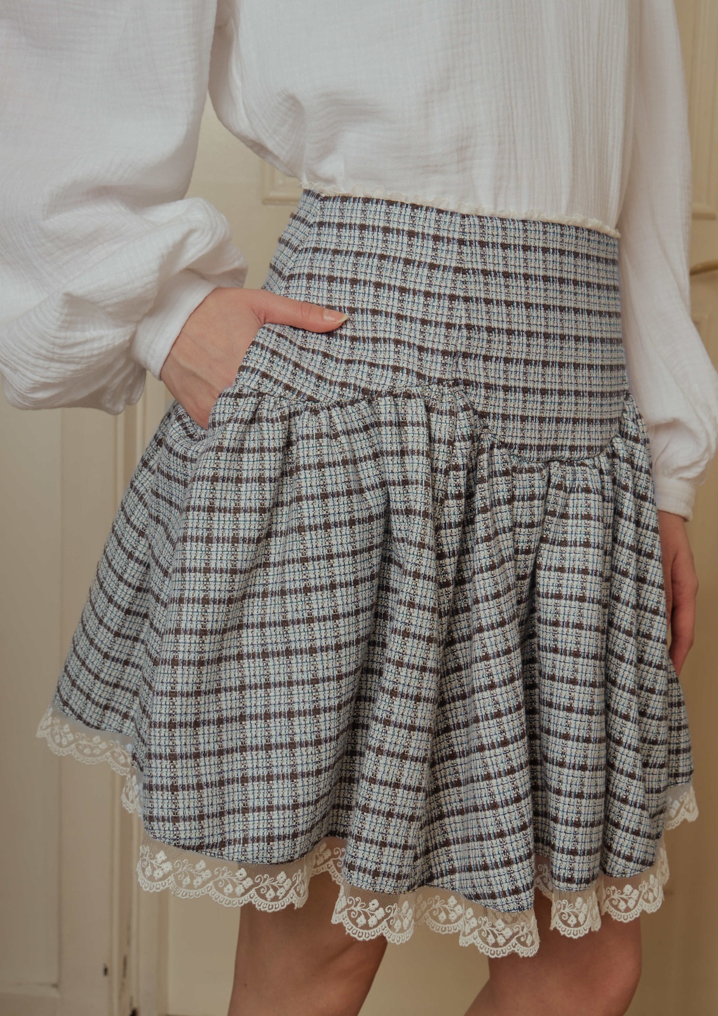 Marceline Short Skirt in Checks