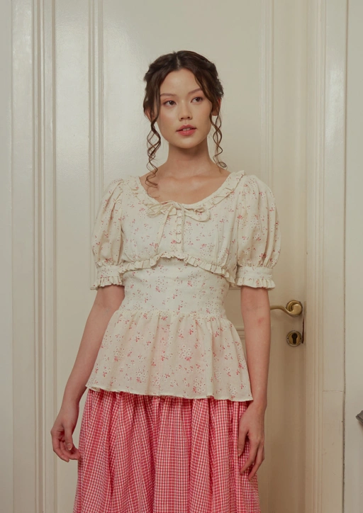 Image of Lenore Blouse in Cream Floral