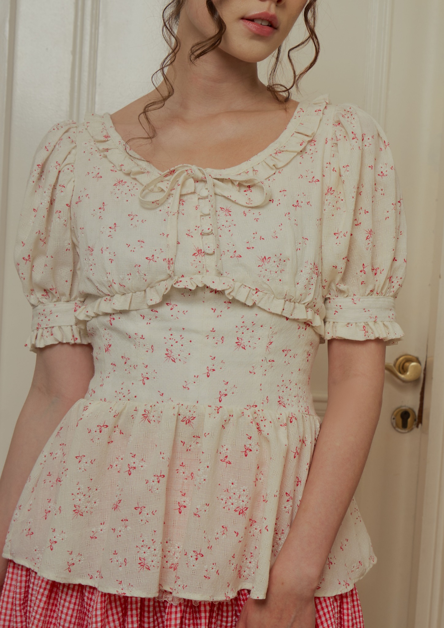Lenore Blouse in Cream Floral