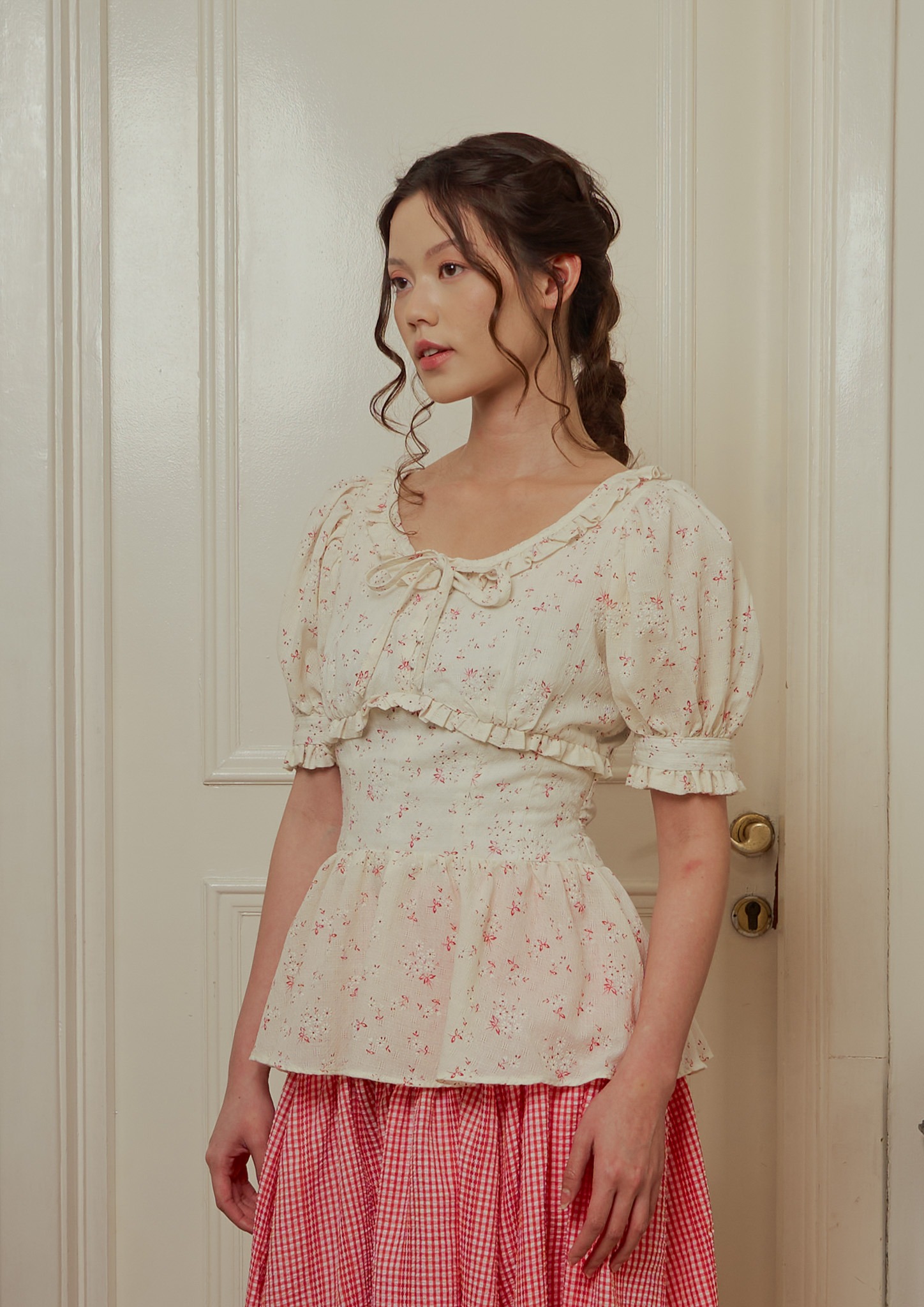 Lenore Blouse in Cream Floral