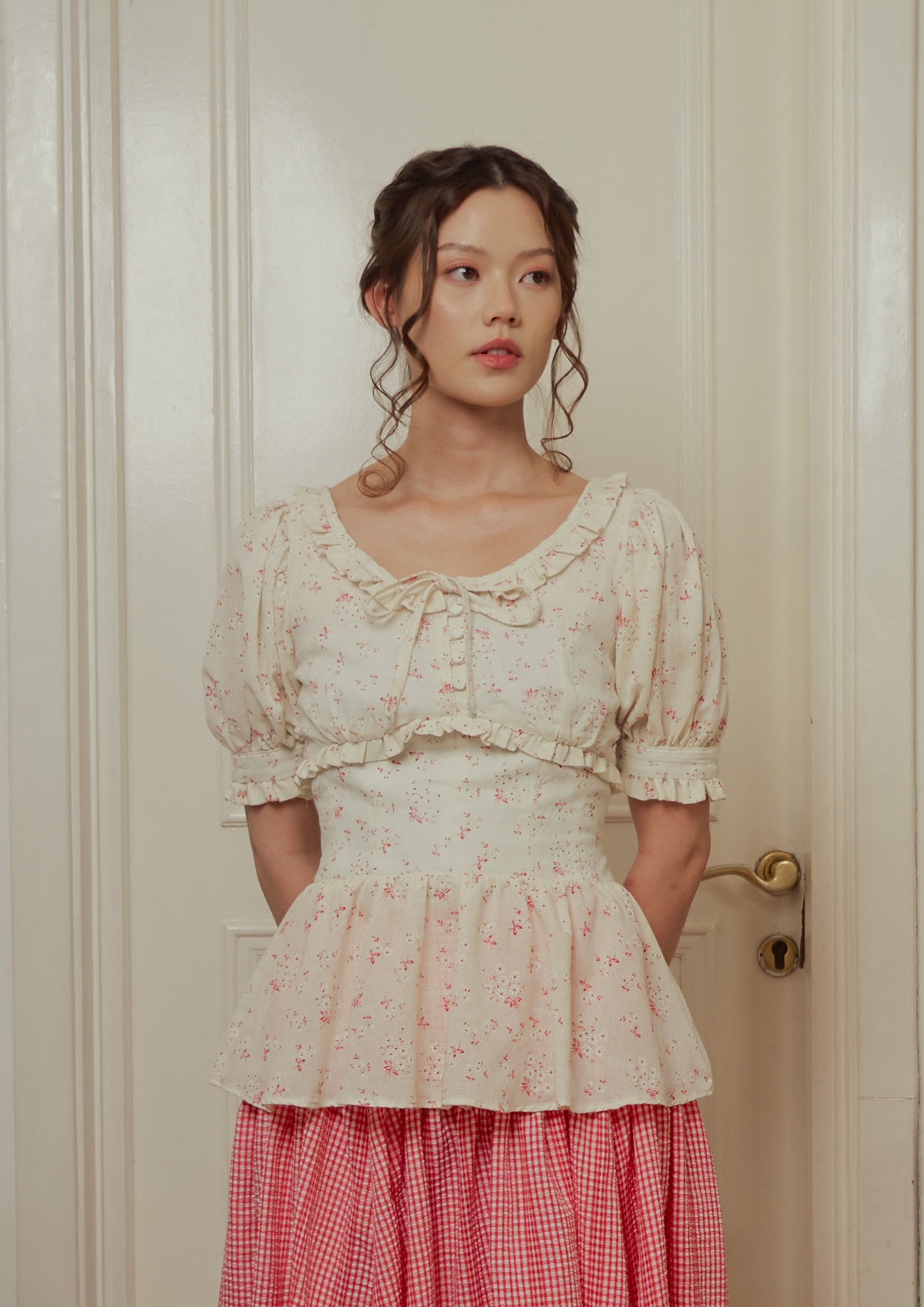 Lenore Blouse in Cream Floral