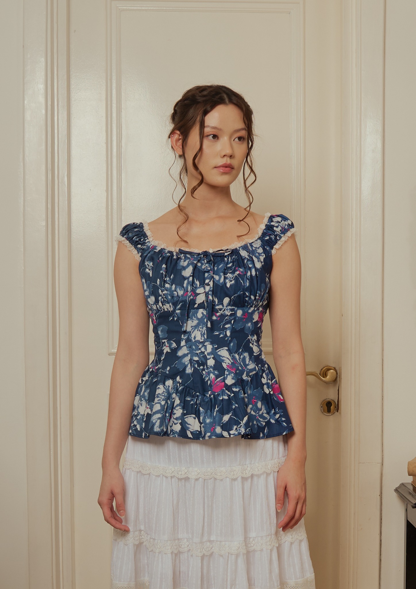Anastasia Blouse in Navy Floral