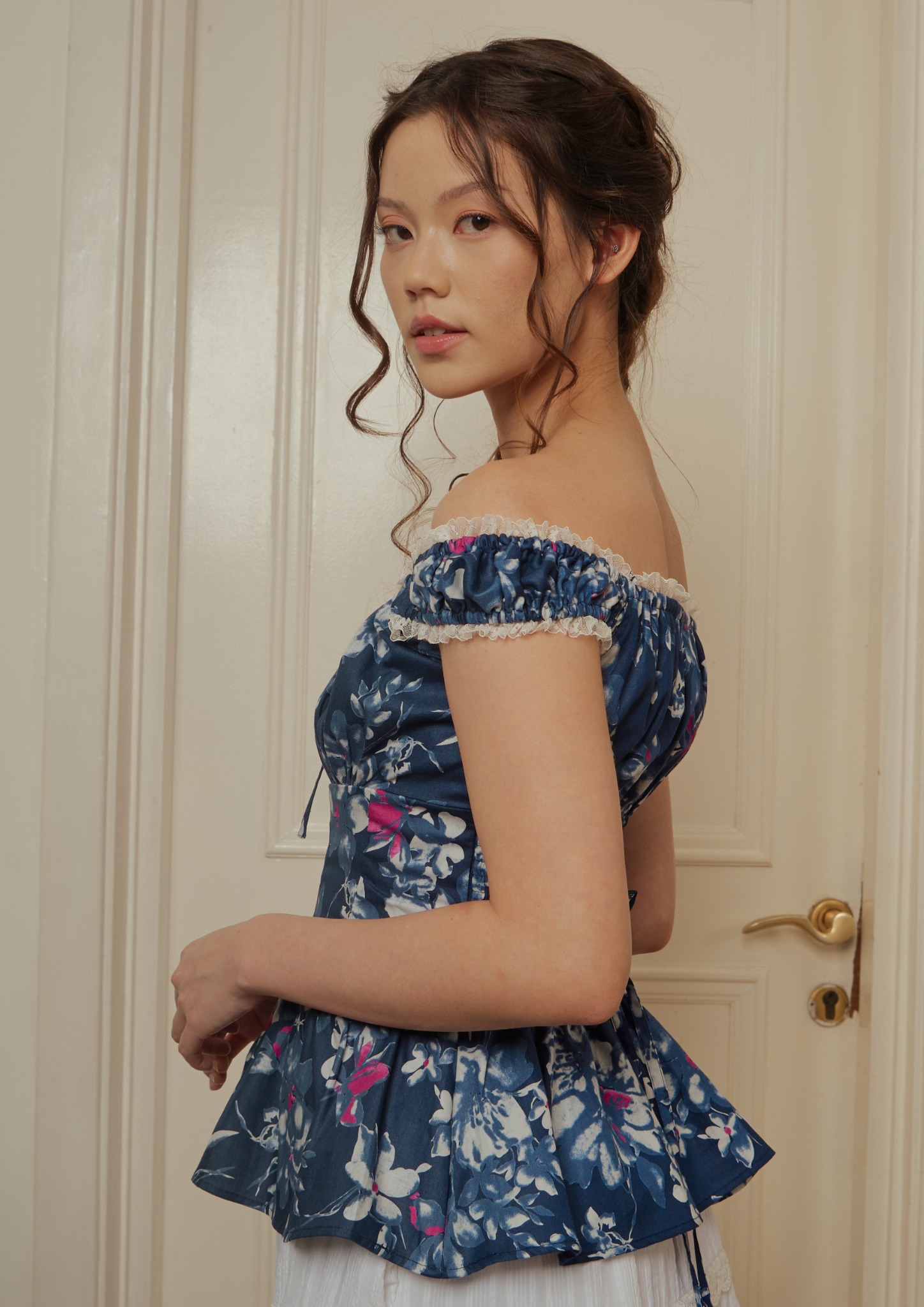 Anastasia Blouse in Navy Floral