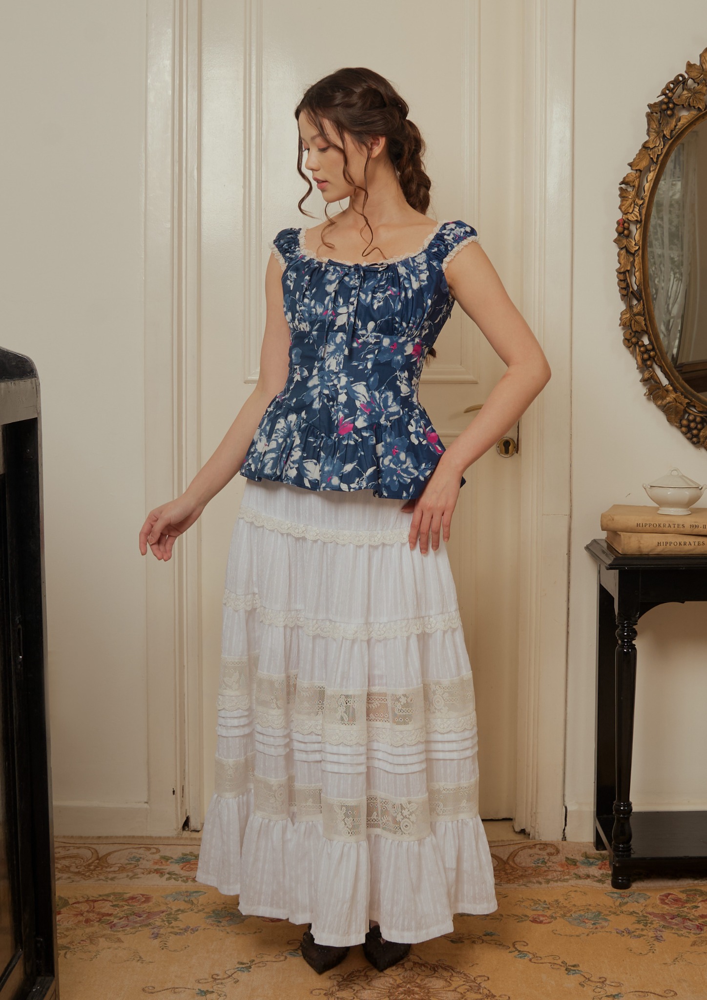 Anastasia Blouse in Navy Floral