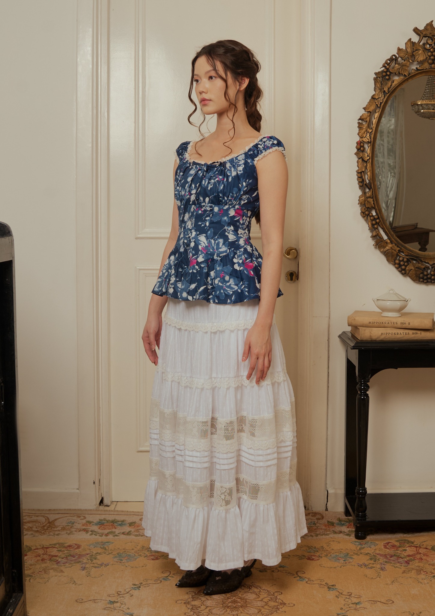 Anastasia Blouse in Navy Floral