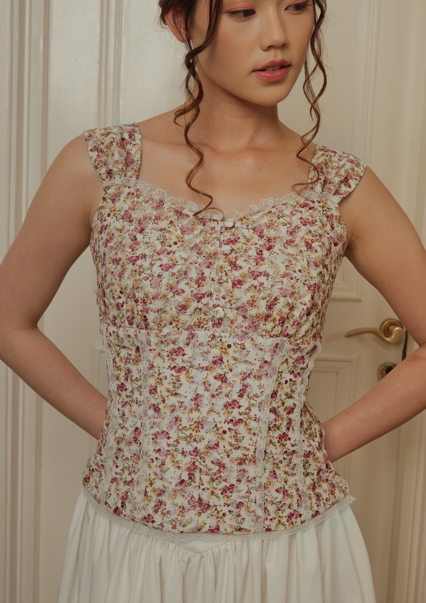 Isadora Blouse in Cream Floral