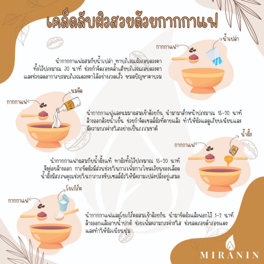 กากกาแฟขัดผิว กากกาแฟอาราบิก้าอบแห้ง กากกาแฟสครับผิว Coffee grounds scrub