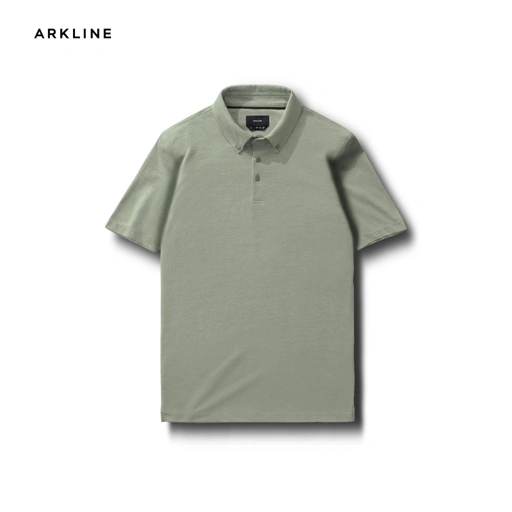 Image of Arkline Hybrid Button Down Collar Polo Shirt Palm Green