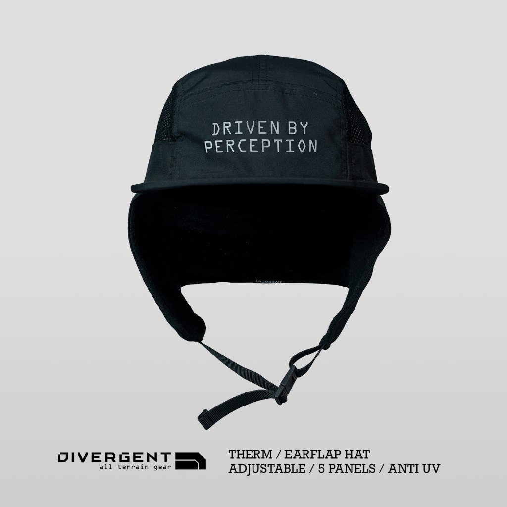 THERM & KELVIN / topi 5 panels / earflap / outdoor / sporty / DIVERGENT / Penutup telinga / Mancing