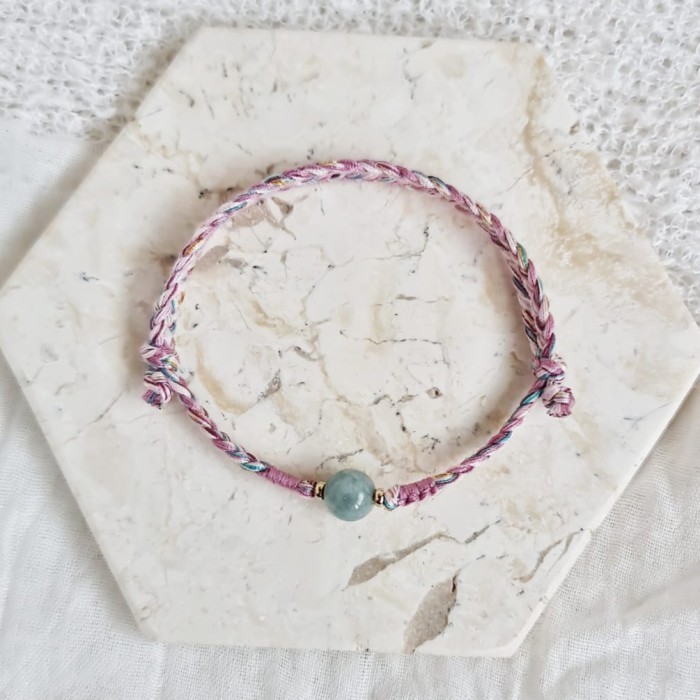 Wani Giok Burma Pesisir 23.07.082 Gelang Limited Kepang Tali Boho