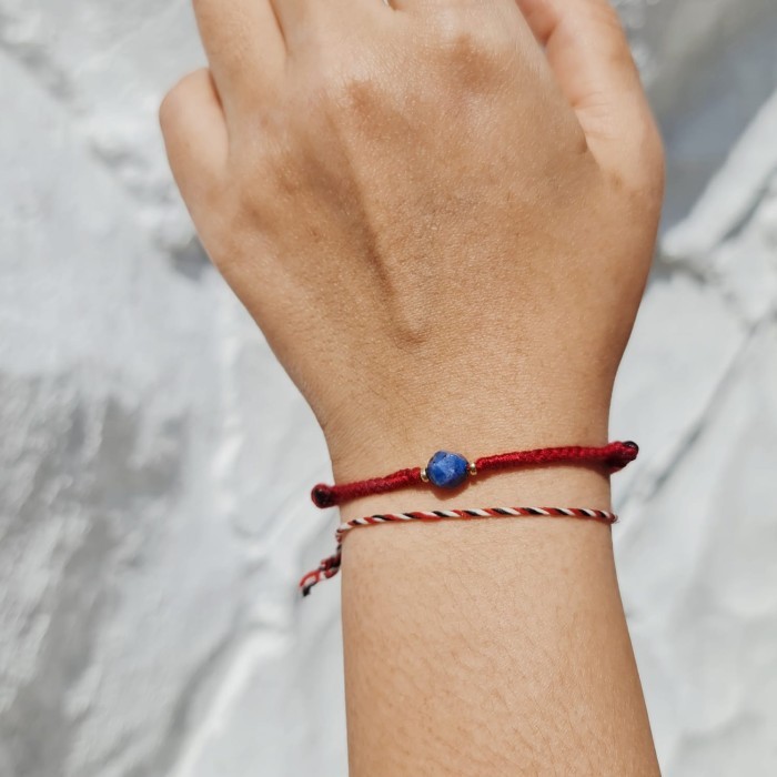 Srikandi Dual Maroon Lapis Lazuli 23.08.117 Gelang Kepang Tali Boho