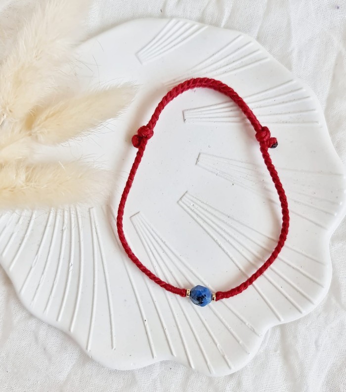 Srikandi Dual Maroon Lapis Lazuli 23.08.117 Gelang Kepang Tali Boho