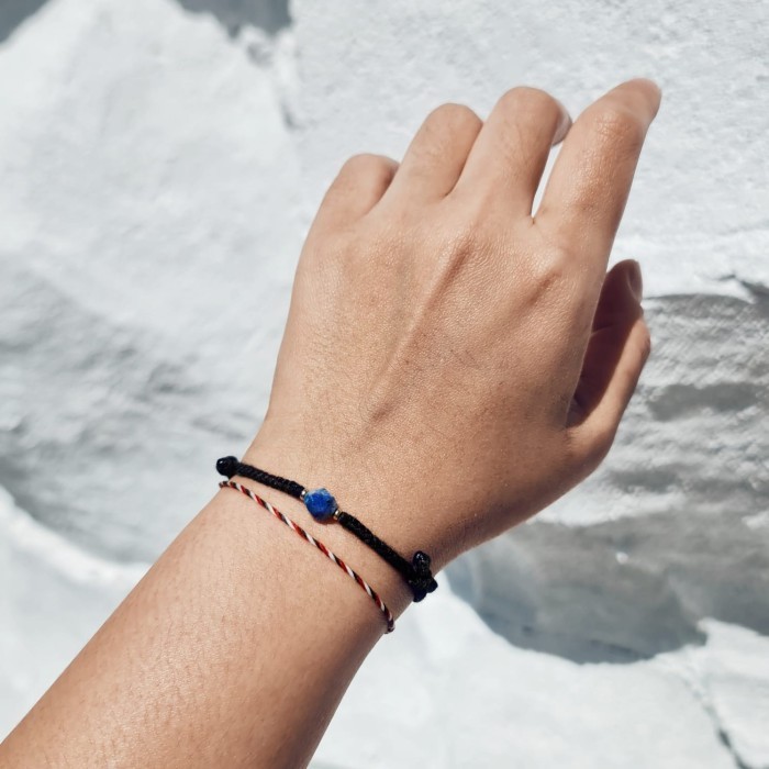 Srikandi Dual Hitam Lapis Lazuli 23.09.118 Gelang Kepang Tali Boho