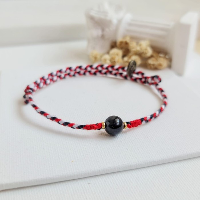 Kuwat Ati Onyx Tridatu 23.10.155 Gelang Tali Kepang Boho Bohemian