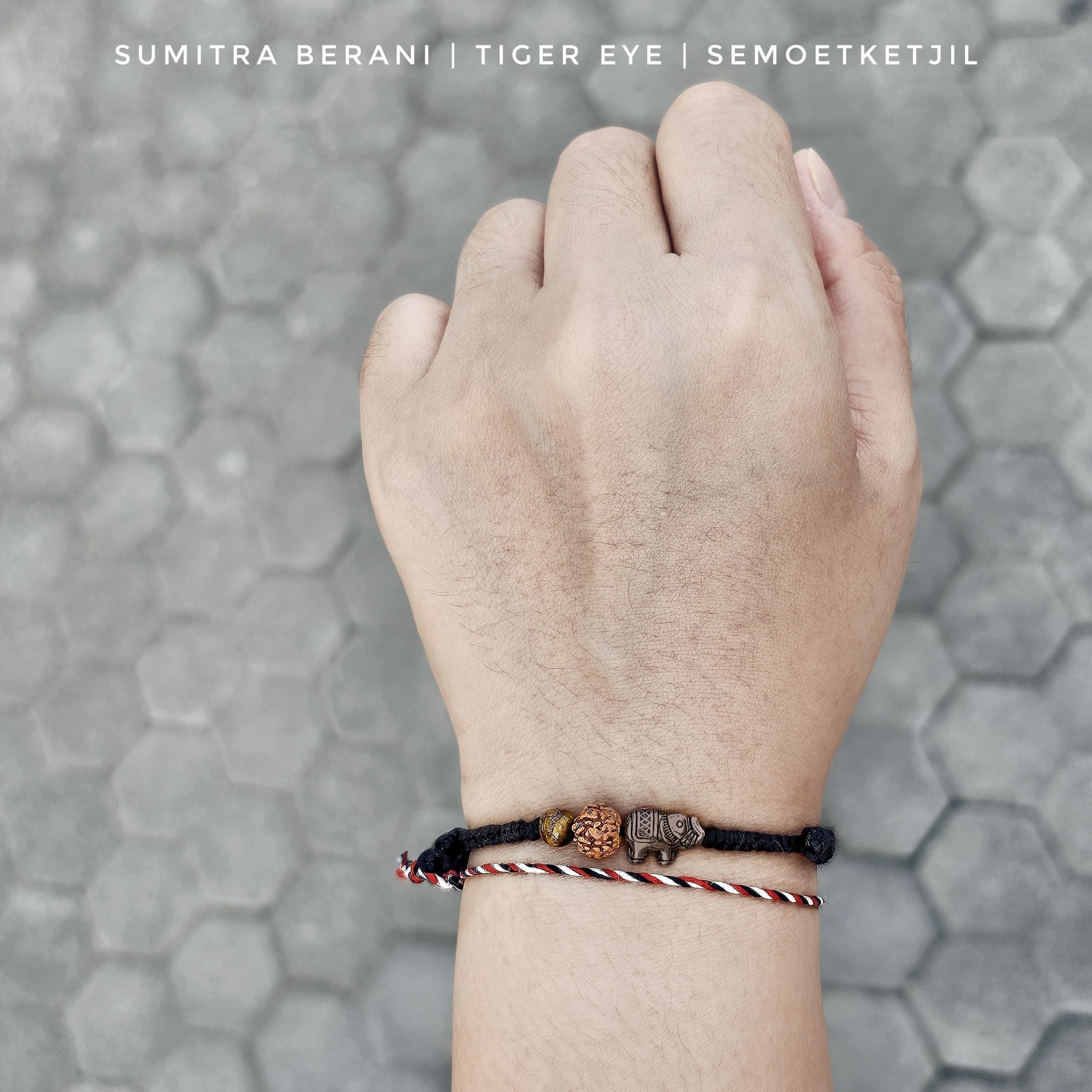 Sumitra Berani Tiger Eye 23.11.173 Gelang Gajah Kepang Tali Boho