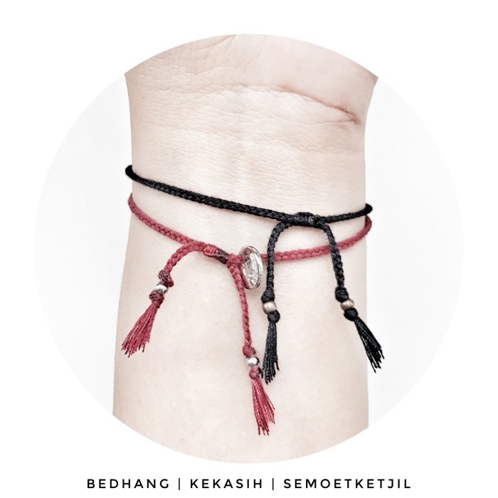 Bedhang Kekasih Single Maroon Hitam ISI 2pc Couple Gelang Kepang