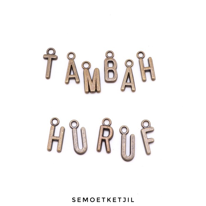 Tambahan Bandul Huruf Gantung Alloy Tanpa Gelang Semoet Ketjil