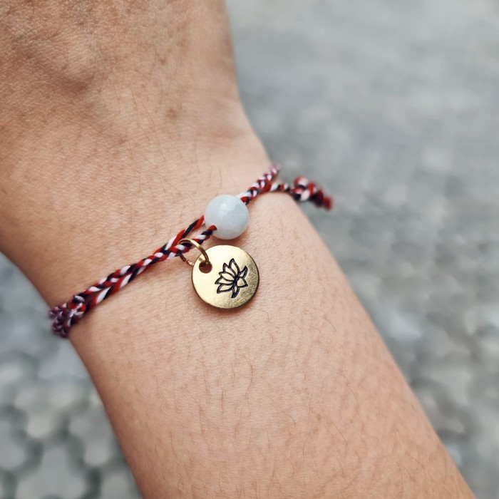 Giok Jade Peruntungan Tridatu pattern Gelang Kepang Tali Tipis 22.079