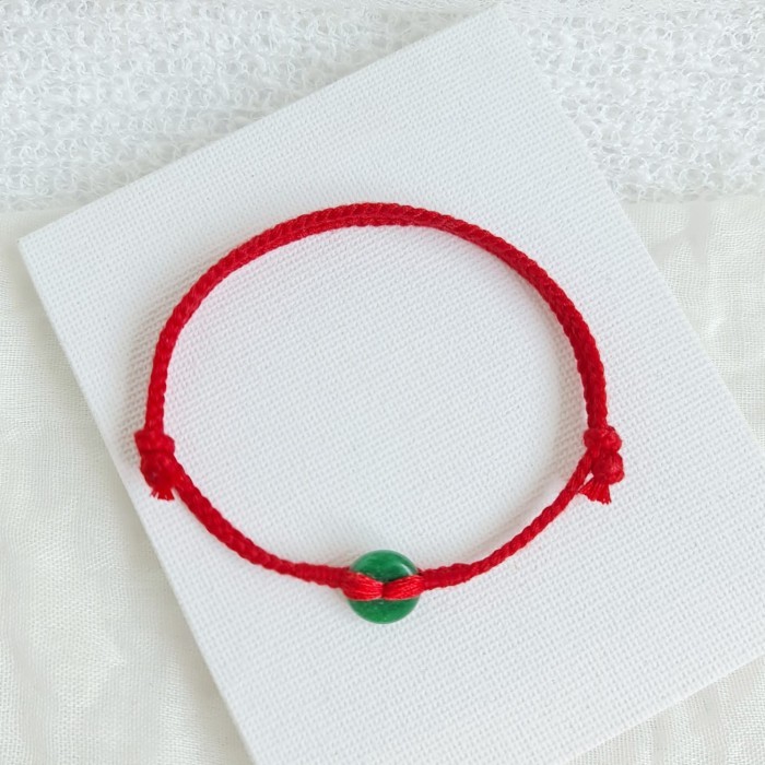 Dhanapati Giok Merah Dual Gelang Kepang Tali Boho 23.01.003
