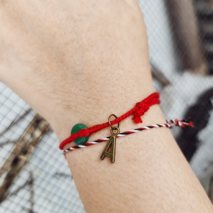 Dhanapati Giok Merah Dual Gelang Kepang Tali Boho 23.01.003