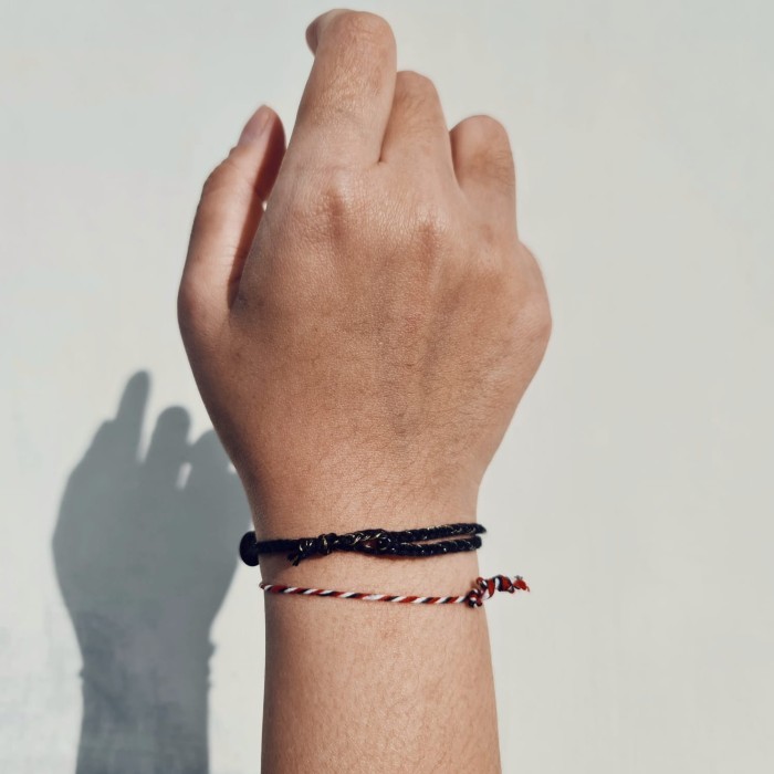Hitam Glam Polosan Bold Gelang Kepang Tali 20.446