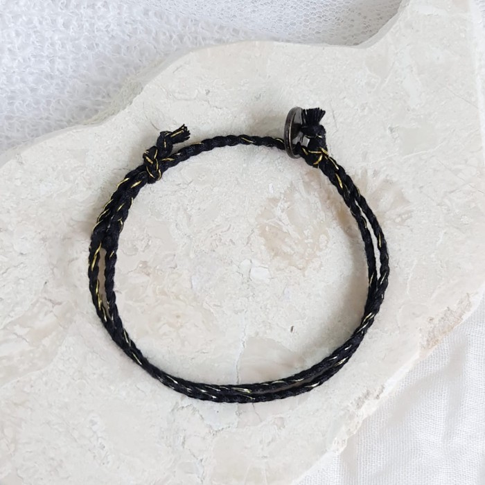 Hitam Glam Polosan Bold Gelang Kepang Tali 20.446