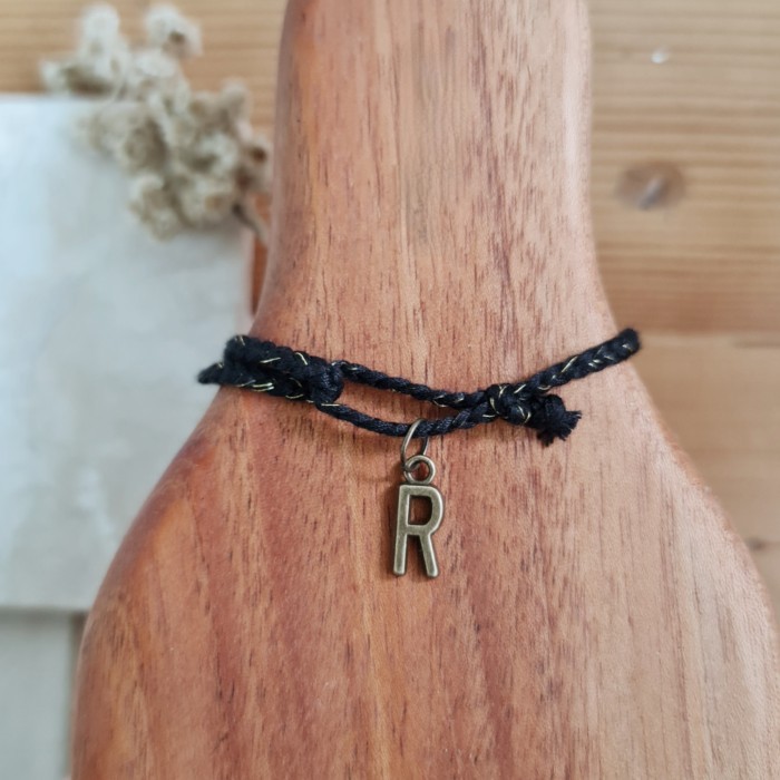 Huruf Alloy Bold Hitam Glam Gelang Kepang Tali 22.135