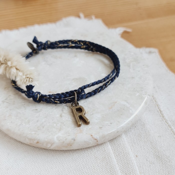 Huruf Alloy Bold Navy Glam Gelang Kepang Tali 22.149