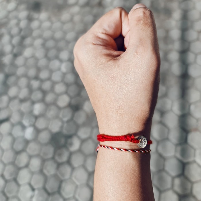 Merah Polosan Bold Gelang Kepang Tali 20.446