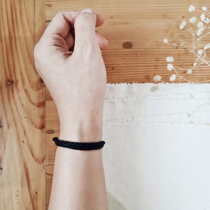 Hitam Polosan Bold Gelang Kepang Tali 20.446