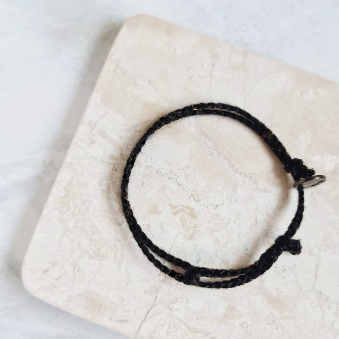 Hitam Polosan Bold Gelang Kepang Tali 20.446