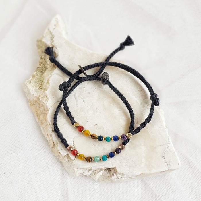 7 Cakra Agate Energi Kristal 24.03.214 Gelang Boho Kepang Tali