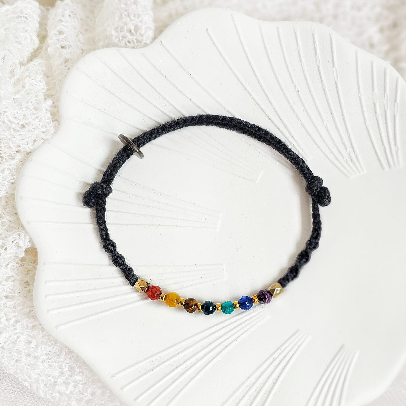 7 Cakra Agate Energi Kristal 24.03.214 Gelang Boho Kepang Tali