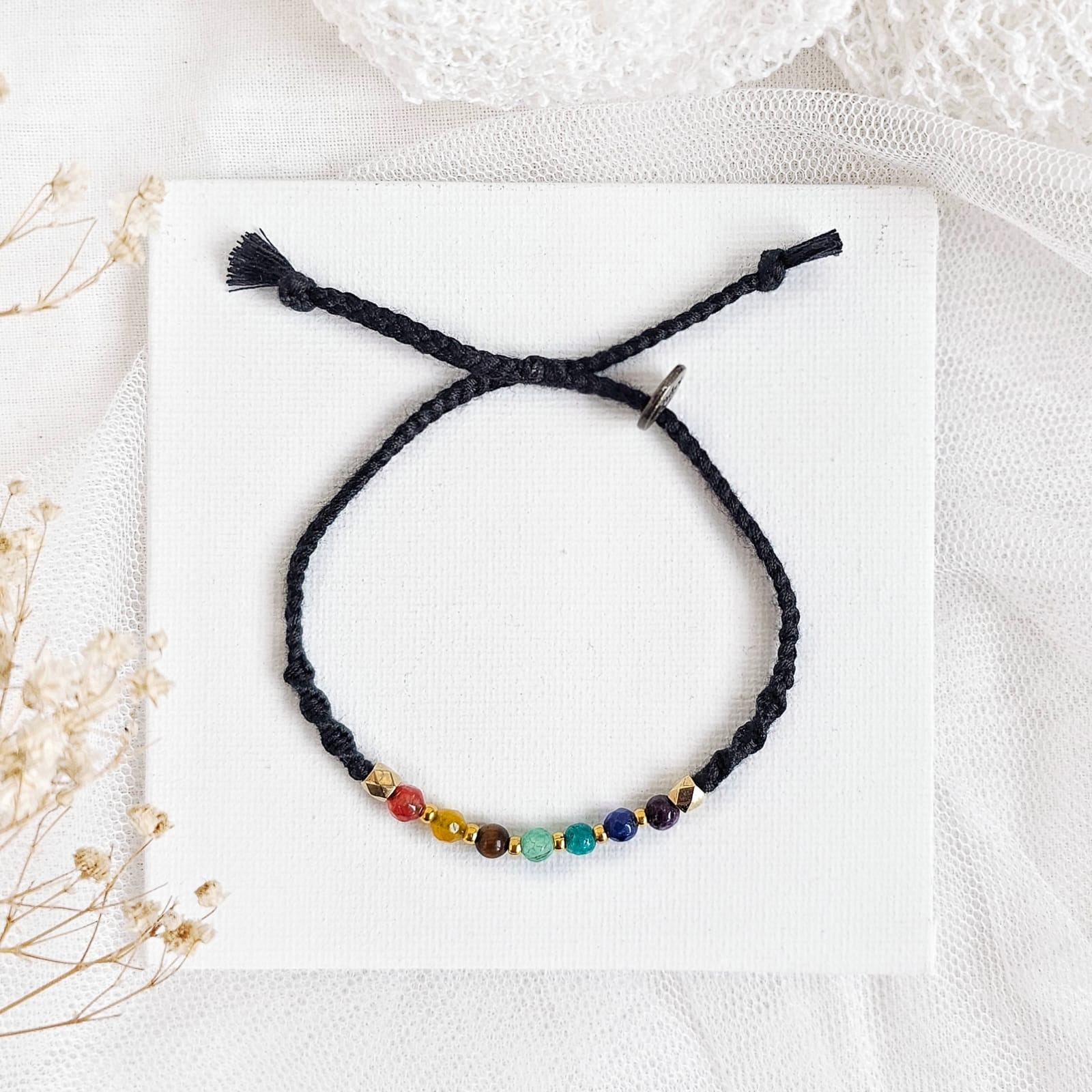 7 Cakra Agate Energi Kristal 24.03.214 Gelang Boho Kepang Tali