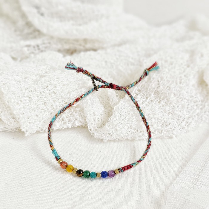 7 Cakra Agate Energi Bangjo 24.03.218 Gelang Kepang Tali Boho Bohemian