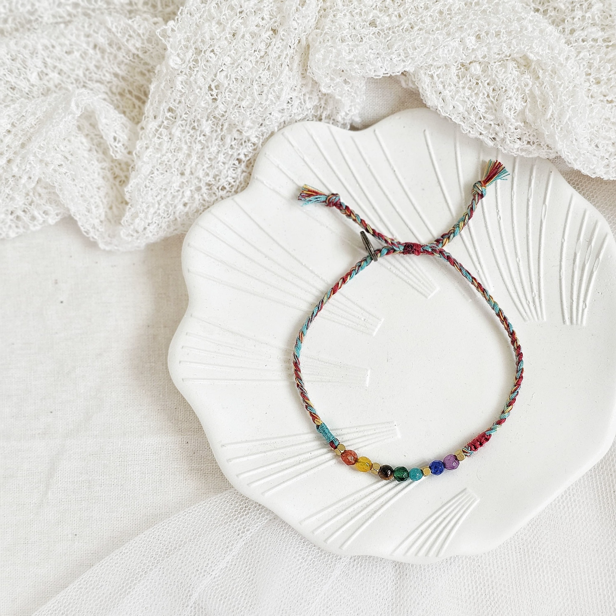 7 Cakra Agate Energi Bangjo 24.03.218 Gelang Kepang Tali Boho Bohemian