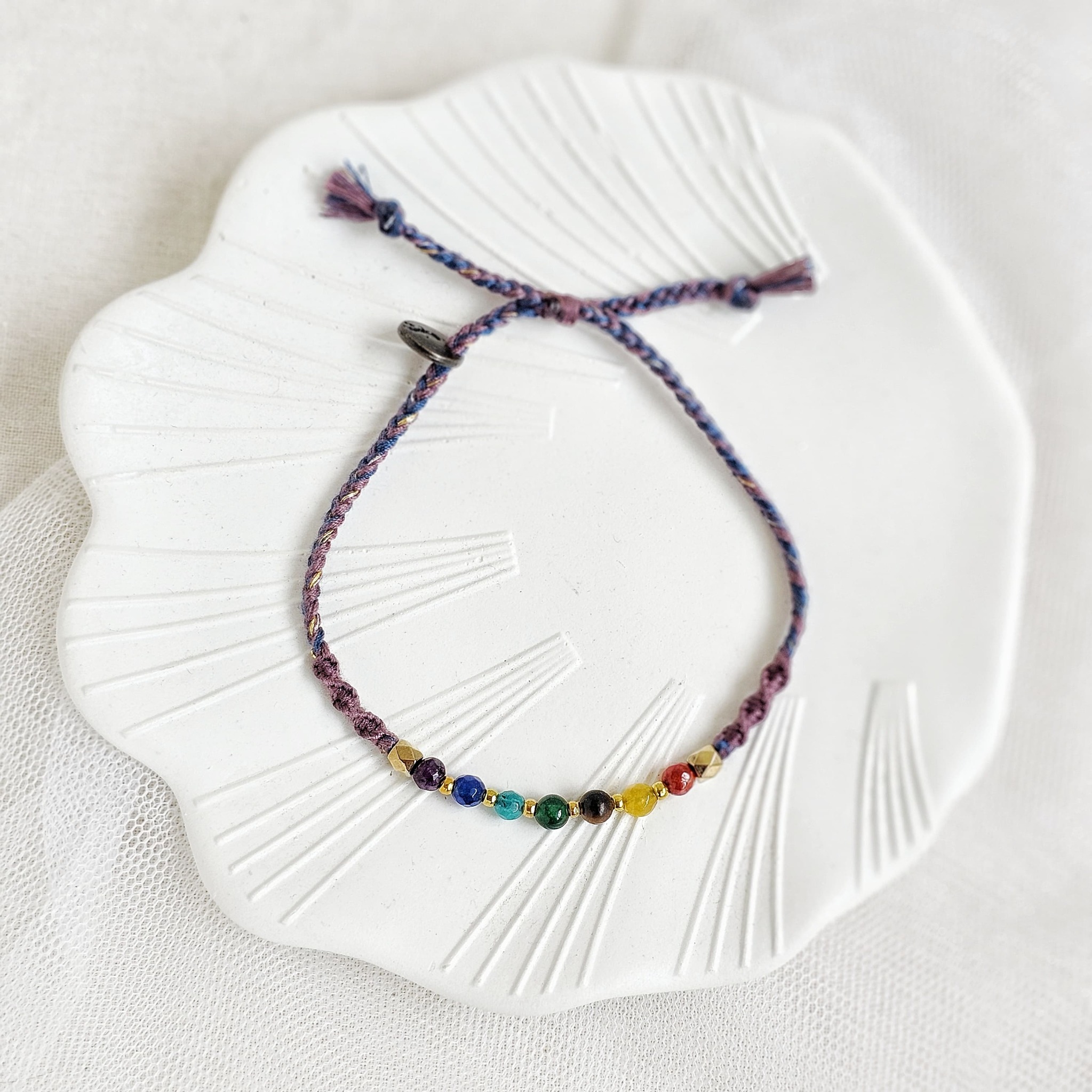 7 Cakra Kencana Wungu Agate Energi 24.03.217  Gelang Boho Kepang Tali