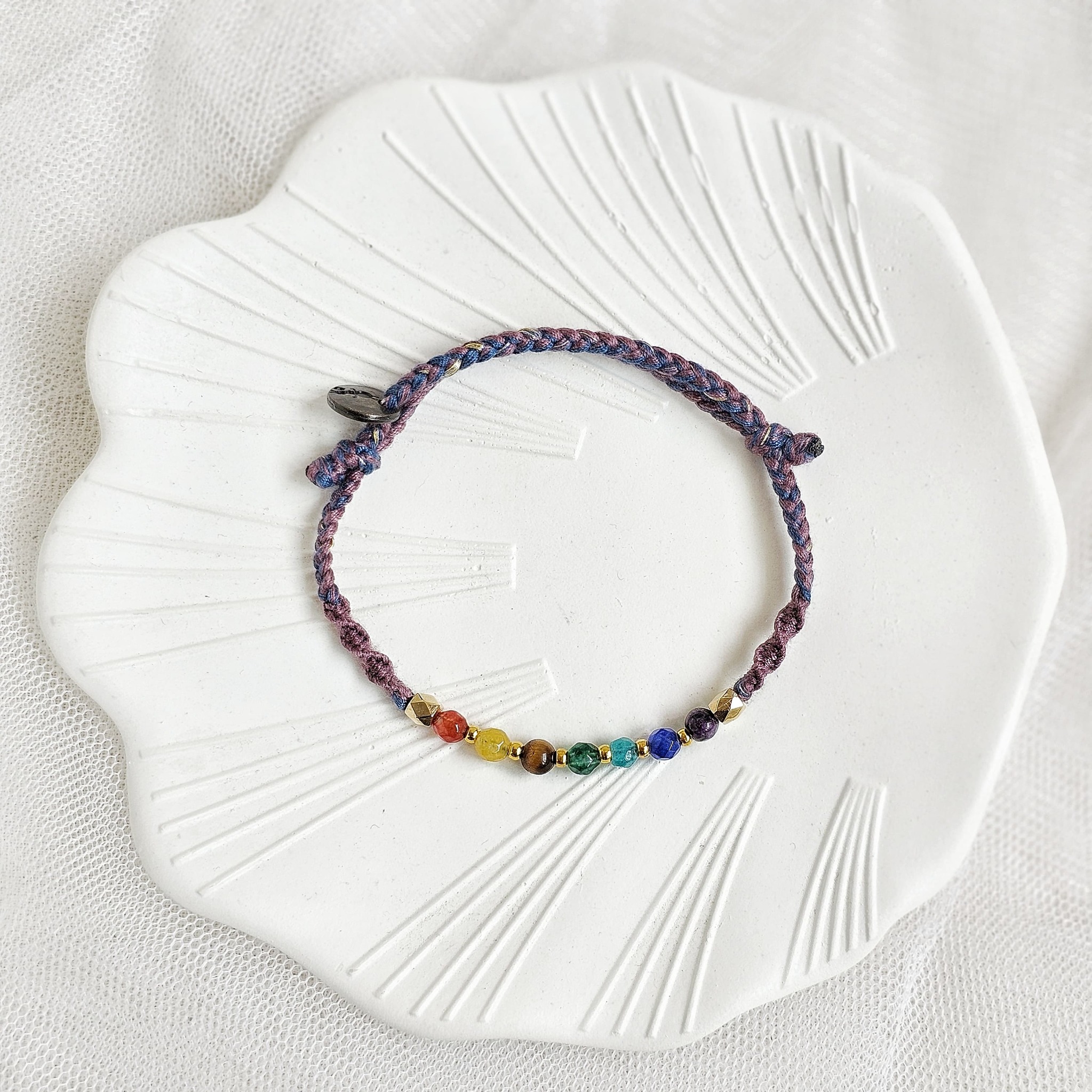 7 Cakra Kencana Wungu Agate Energi 24.03.217  Gelang Boho Kepang Tali