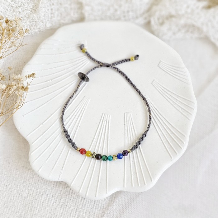 7 Cakra Lotus Awu Agate 24.04.232 Gelang Boho Kepang Tali Bohemian