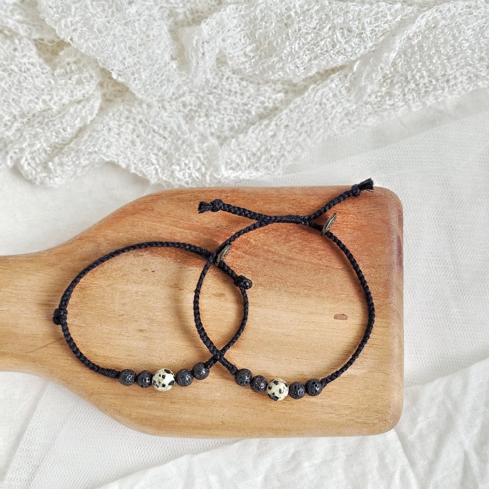 Gelang Harjuna Dalmatian Lava Semoetketjil 24.05.245 Kepang Tali Boho Bohemian