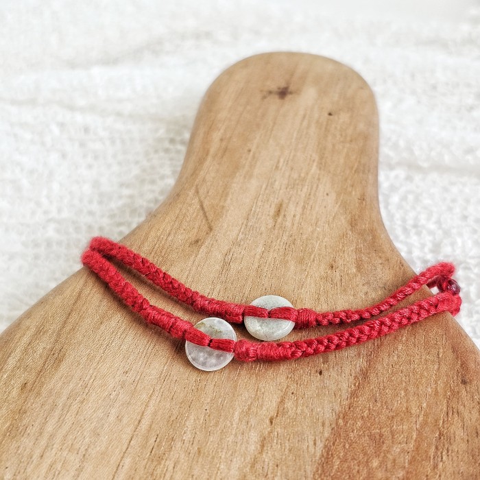 Gelang Dhanapati Putihan Giok Semoetketjil 24.06.254 Kepang Tali Boho Bohemian