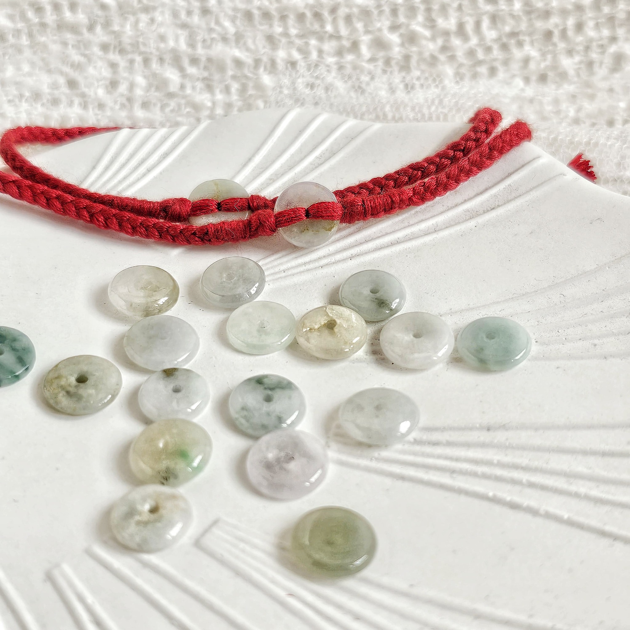 Gelang Dhanapati Putihan Giok Semoetketjil 24.06.254 Kepang Tali Boho Bohemian