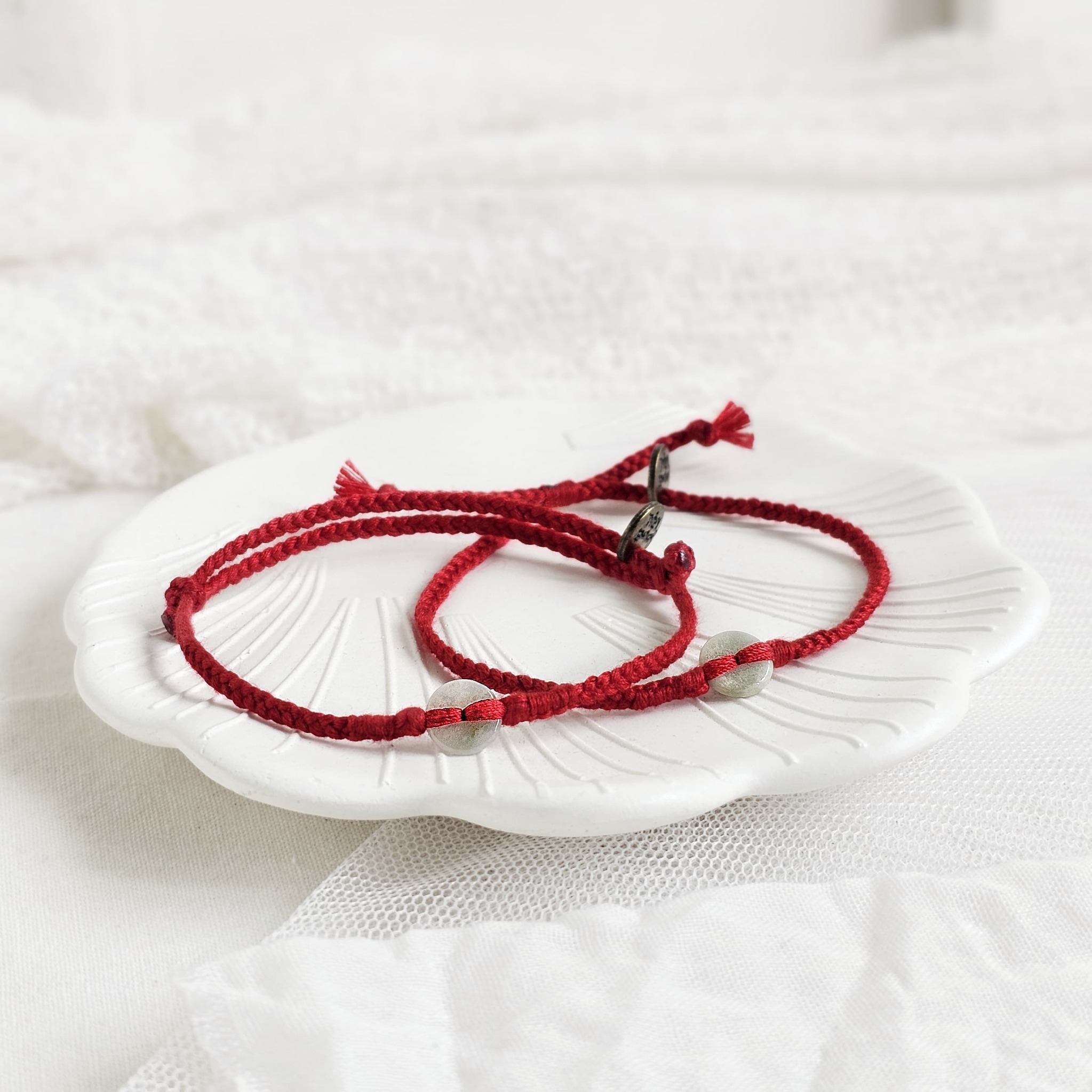 Gelang Dhanapati Putihan Giok Semoetketjil 24.06.254 Kepang Tali Boho Bohemian