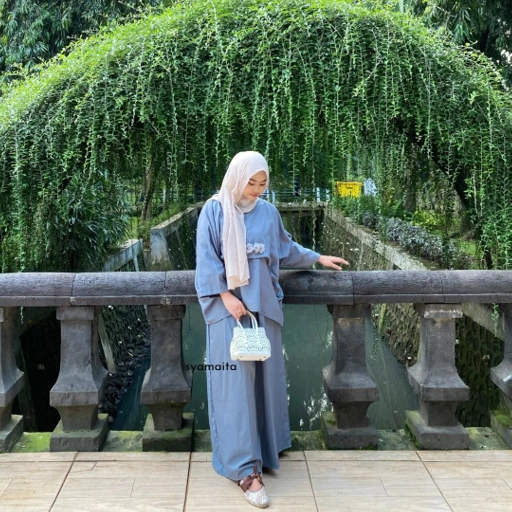 Image of Carissa Kaftan Set Bunga Busui Friendly wudhu friendly Syamaita Original