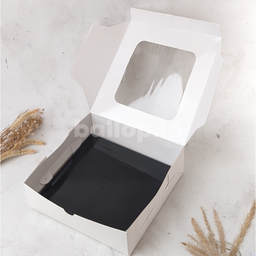 IVORY 22 22 7,5 CM Laminasi Jendela Kotak Box Dus Cake Spiku Hampers