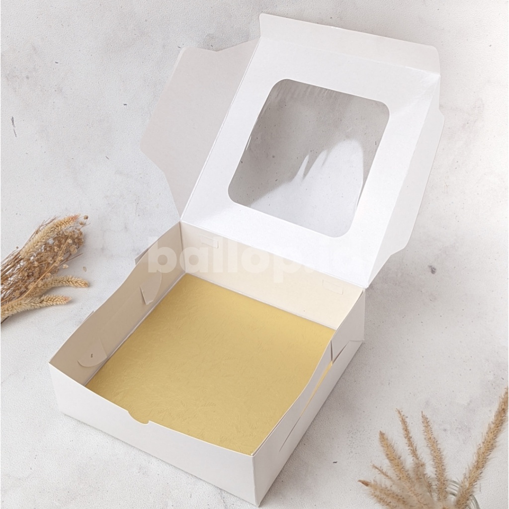 IVORY 22 22 7,5 CM Laminasi Jendela Kotak Box Dus Cake Spiku Hampers