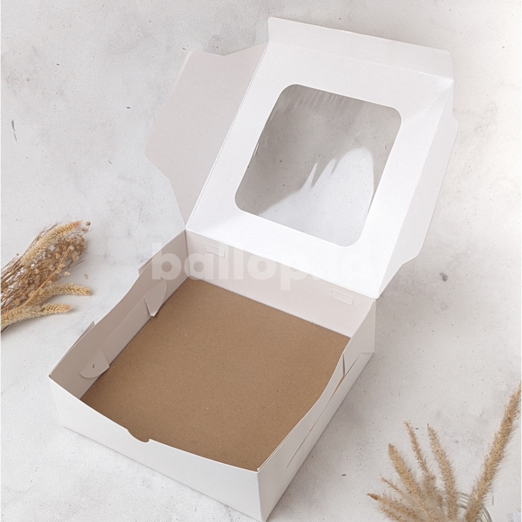 IVORY 22 22 7,5 CM Laminasi Jendela Kotak Box Dus Cake Spiku Hampers