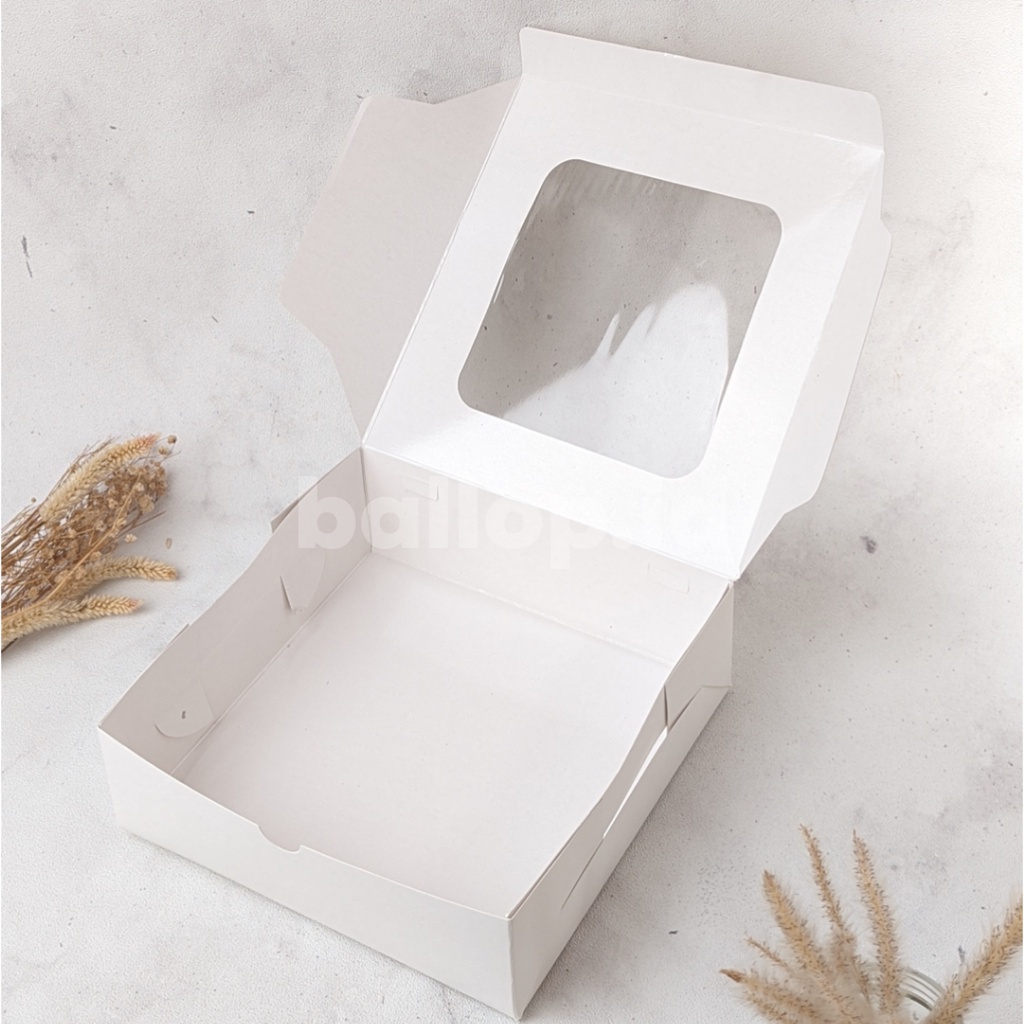 IVORY 22 22 7,5 CM Laminasi Jendela Kotak Box Dus Cake Spiku Hampers