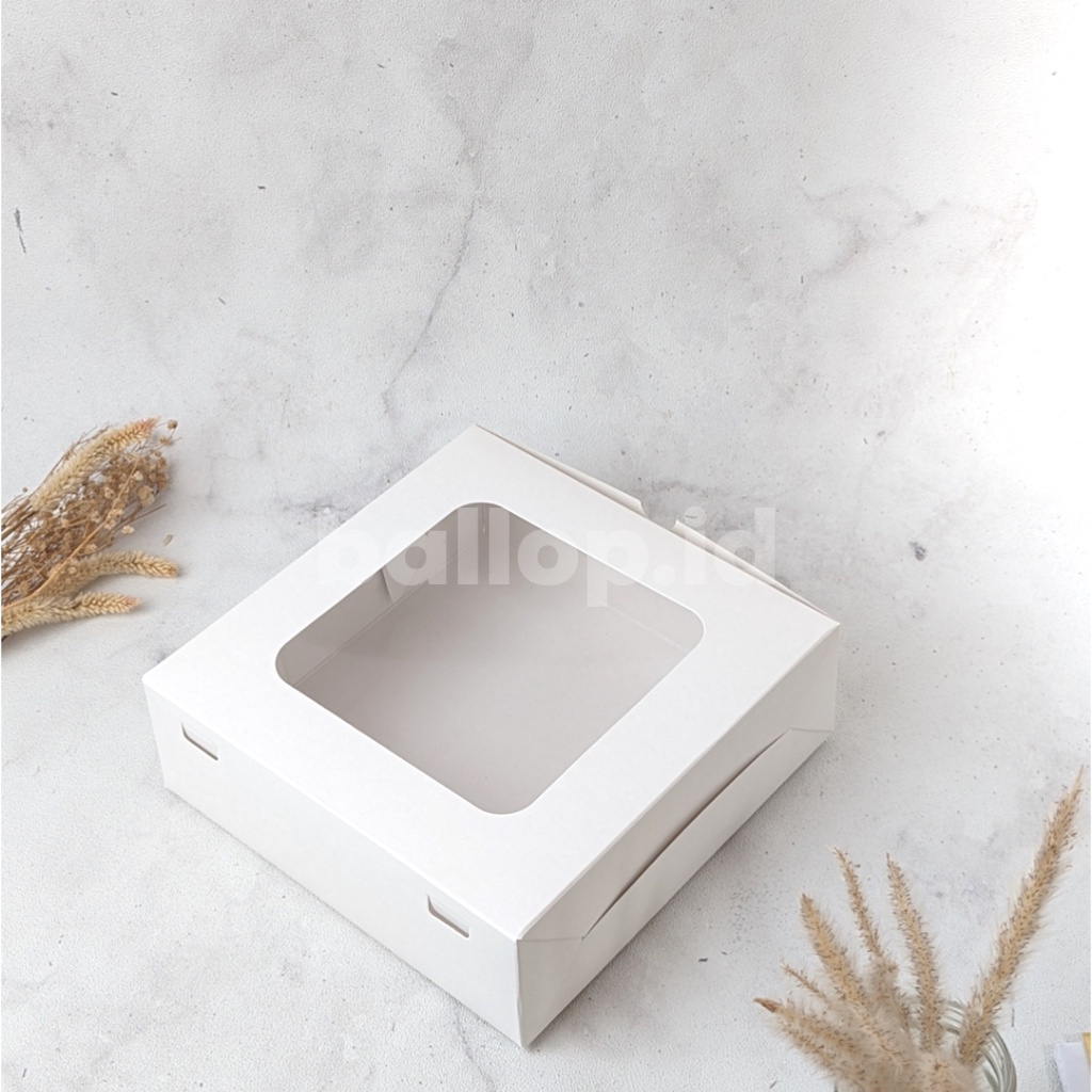 IVORY 22 22 7,5 CM Laminasi Jendela Kotak Box Dus Cake Spiku Hampers