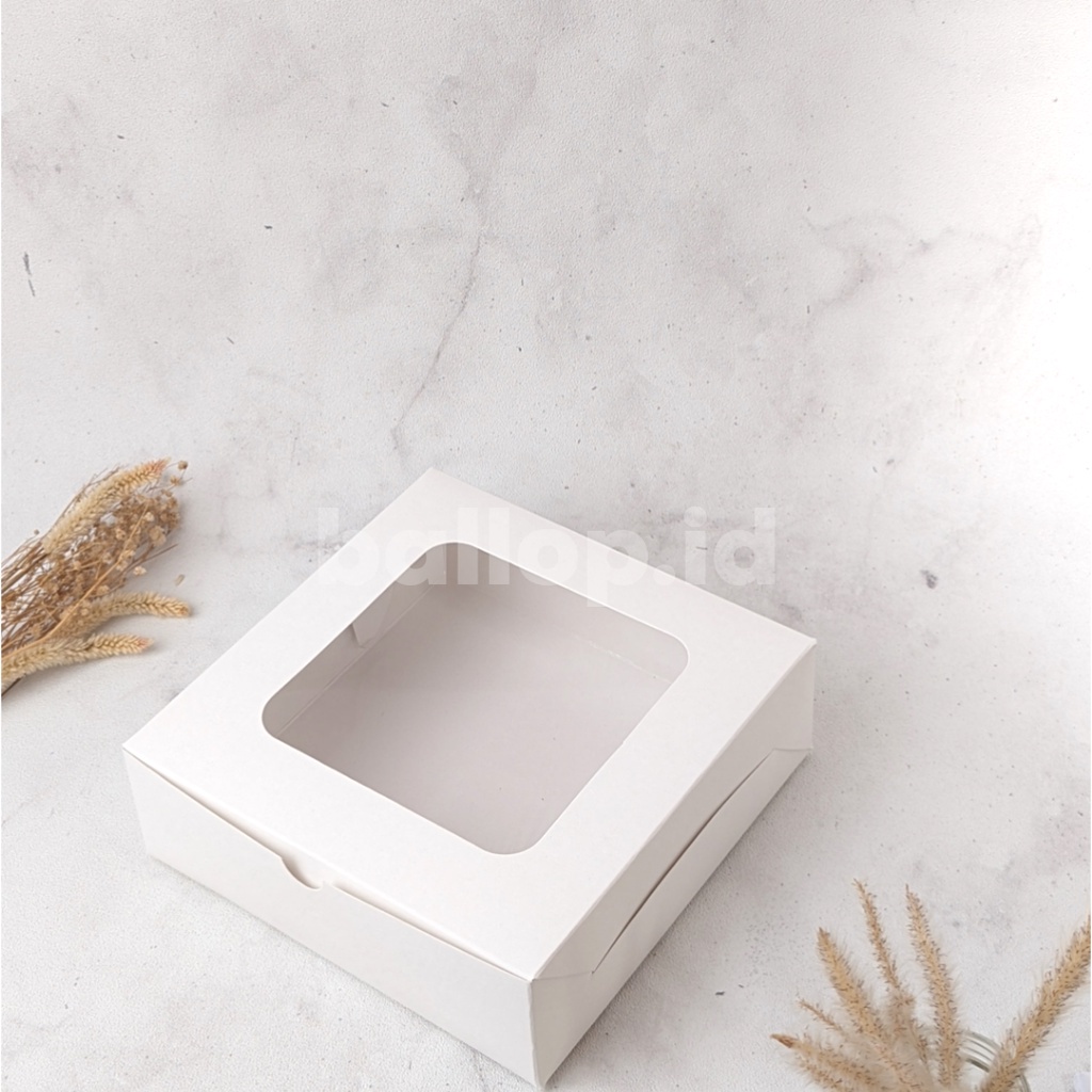 IVORY 22 22 7,5 CM Laminasi Jendela Kotak Box Dus Cake Spiku Hampers
